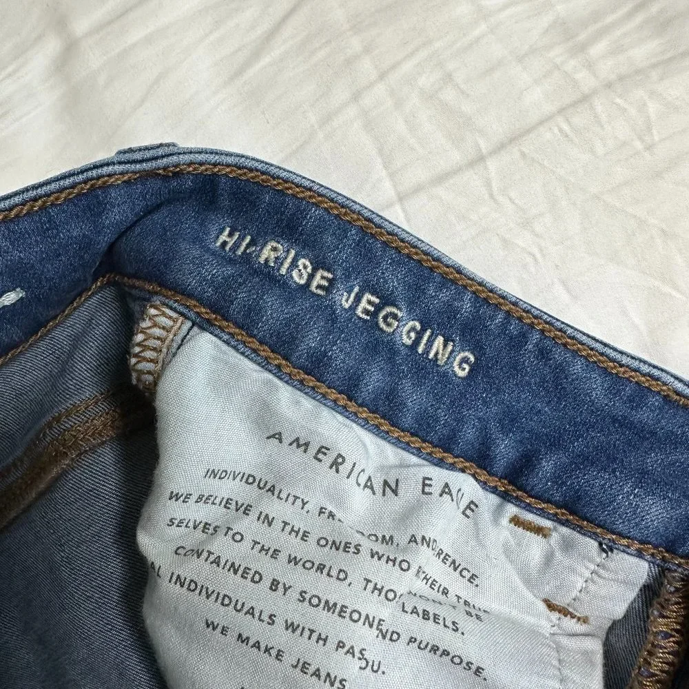 American Eagle Blue Hi-Rise Jegging Jeans Women's 2 Regular - Picture 4 of 5